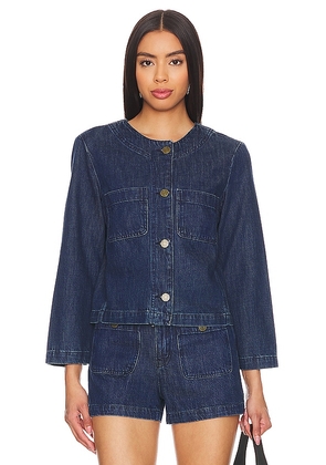 FRAME Button Front Jacket in Blue. Size S, XL, XS.