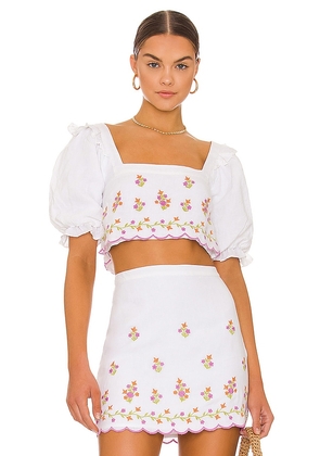 MAJORELLE Wesley Crop Top in Ivory. Size XL.