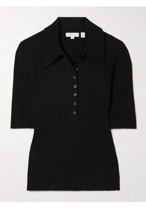 A.L.C. - Sydney Ribbed-knit Polo Top - Black - x small,small,medium,large,x large