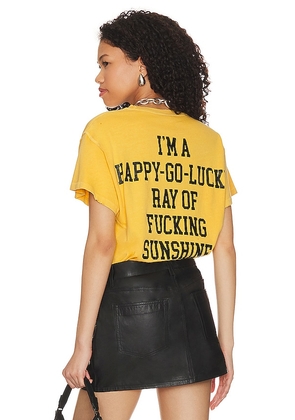 Madeworn Happy - Go - Lucky Tee in Yellow. Size XS.