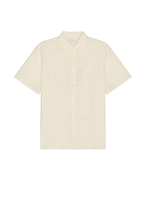 JOHN ELLIOTT Short Sleeve Cloak Button Up Shirt in Cream. Size L.