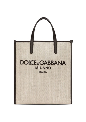 Dolce & Gabbana Small Shopping canvas tote bag - Neutrals
