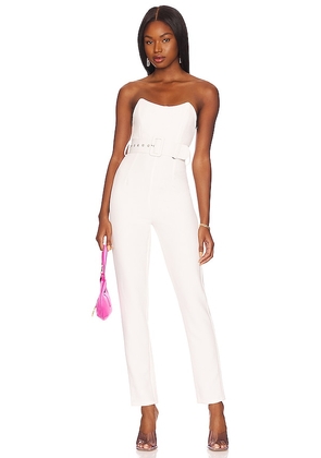 superdown Naomi Belted Jumpsuit in White. Size XXS.