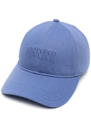 GANNI organic cotton embroidered-logo cap - Blue