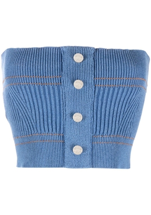 MOSCHINO JEANS ribbed-knit cropped top - Blue