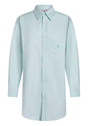 ETRO Pegaso-embroidered cotton shirt - Blue