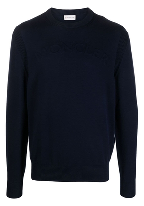 Moncler logo-embossed long-sleeve sweatshirt - Blue