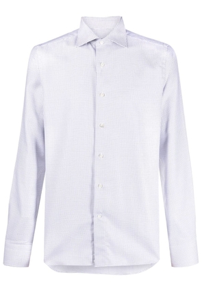 Canali micro-print long-sleeve shirt - White