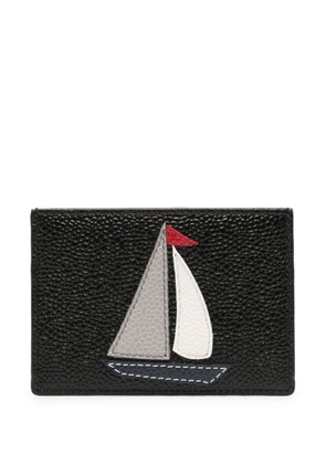 Thom Browne boat-motif patch leather wallet - Black