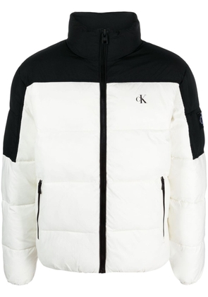 Calvin Klein logo-print two-tone padded jacket - White