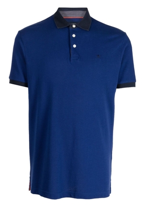 Hackett logo-embroidered two-tone polo shirt - Blue