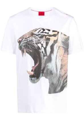 HUGO tiger-print stretch-cotton T-shirt - White