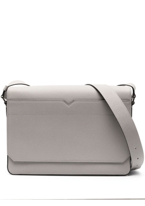 Valextra V-line leather messenger bag - Grey