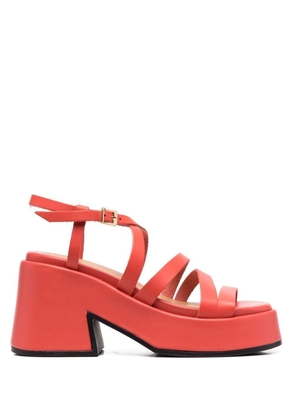 GANNI 100mm chunky leather sandals - Red