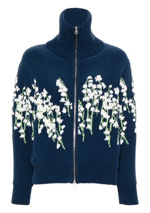 Bernadette floral intarsia-knit zip-up cardigan - Blue
