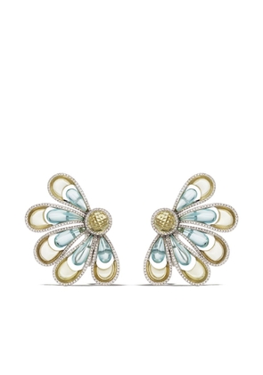 David Morris 18kt white gold Vintage Aquamarine & Citrine Flower earrings - Silver