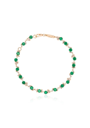 Suzanne Kalan 18kt yellow gold, emerald and diamond tennis bracelet
