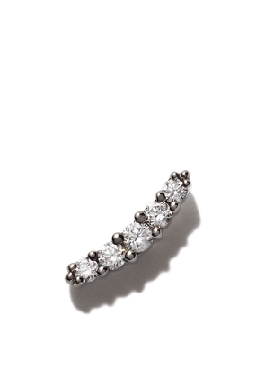 Stone Paris 18kt black gold Line button diamond earring - Silver