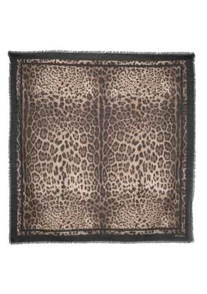 Dolce & Gabbana leopard-print frayed scarf - Black