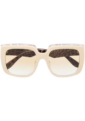 Dolce & Gabbana Eyewear square-frame embossed-logo sunglasses - Neutrals