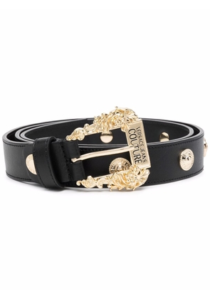 Versace Jeans Couture Baroque-buckle leather belt - Black