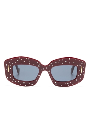 LOEWE EYEWEAR Smooth Pavé Screen geometric-frame sunglasses - Red