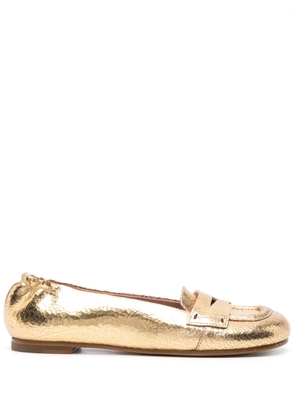 Premiata crinkled leather ballerina shoes - Gold