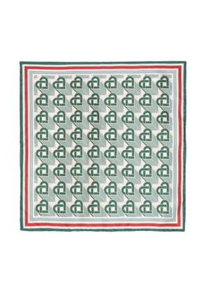 Casablanca heart monogram-pattern silk scarf - White
