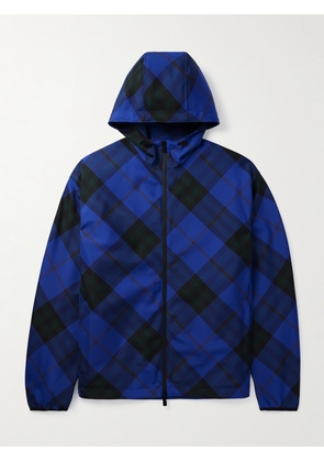 Burberry - Logo-Appliqued Checked Twill Hooded Track Jacket - Men - Blue - S