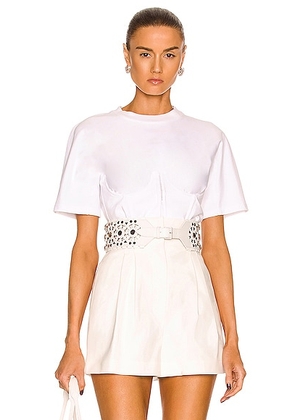 ALAÏA Corset T-Shirt in Blanc - White. Size 42 (also in 38).