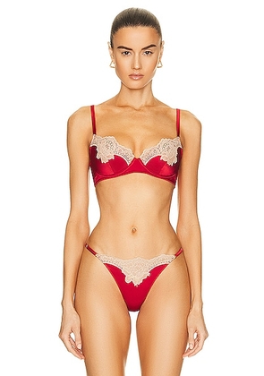 fleur du mal James Lace Lined Demi Bra in Rouge - Red. Size 36B (also in 34B).