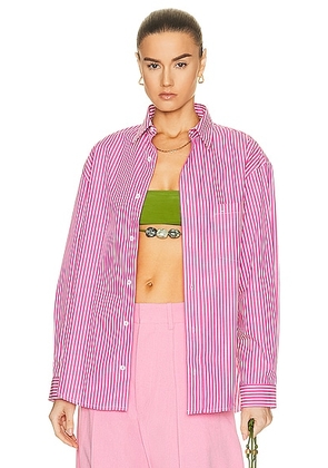 Matteau Classic Stripe Shirt in Sherbet - Pink. Size 4 (also in 5).