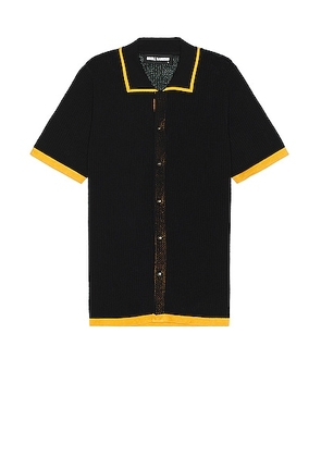 DOUBLE RAINBOUU Knit Shirt in Black & Gold - Black. Size XL/1X (also in M).