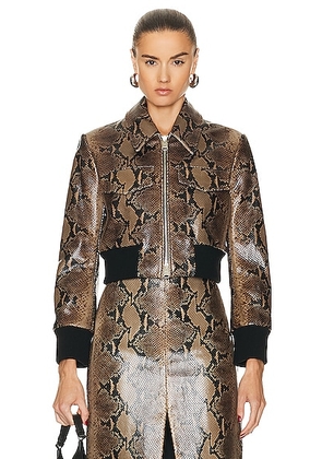 KHAITE Python Embossed Hector Jacket in Brown - Brown. Size XS (also in ).