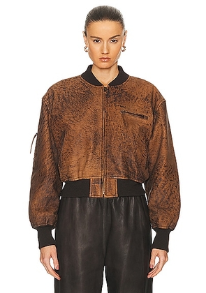 Acne Studios Crop Leather Jacket in Brown - Brown. Size 36 (also in 38, 40, 42).