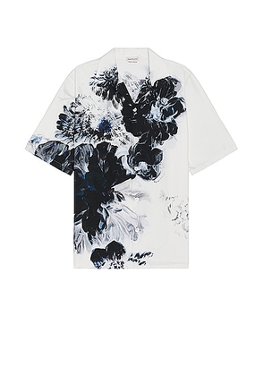 Alexander McQueen Hawaiian Floral Shirt in Black & White - White. Size 16 (also in ).
