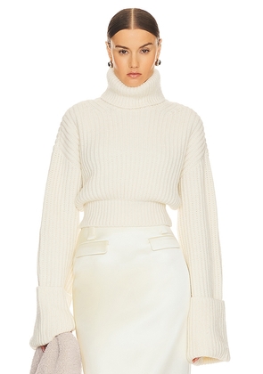 Helsa Esti Turtleneck Sweater in Ivory. Size M, S, XS, XXS.
