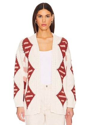 Hayley Menzies Intarsia Long Cardigan in Ivory. Size M, S, XS.