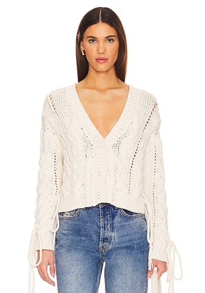 Hayley Menzies Cotton Cable Lace Up Cardigan in White. Size M, S, XS.