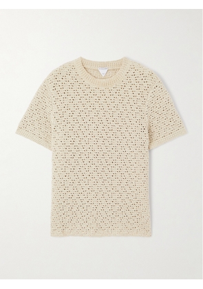 Bottega Veneta - Crochet-knit Cotton T-shirt - Ivory - XXS,XS,S,M