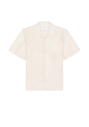 Norse Projects Carsten Stripe Short Sleeve Shirt in Ivory. Size S.