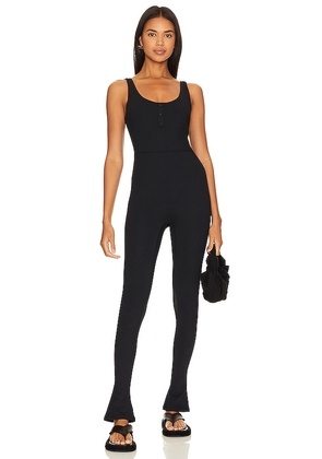 WeWoreWhat Henley Flare Jumpsuit in Black. Size M.