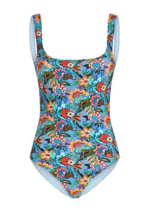 ETRO Bouquet-print open-back swimsuit - Blue