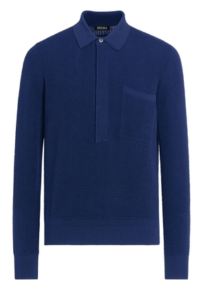 Zegna waffle-knit polo shirt - Blue