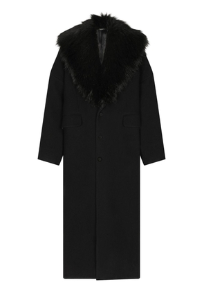 Dolce & Gabbana faux-fur collar wool coat - Black