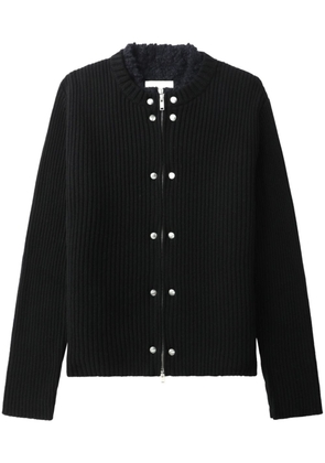 Jil Sander shearling-lined wool-blend cardigan - Black