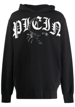 Philipp Plein logo-print long-sleeved hoodie - Black