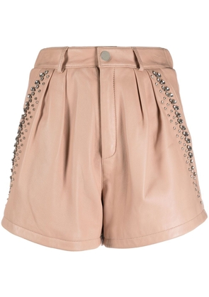 Philipp Plein crystal-embellished leather shorts - Neutrals