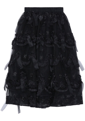 Simone Rocha bow-appliqué tulle full skirt - Black