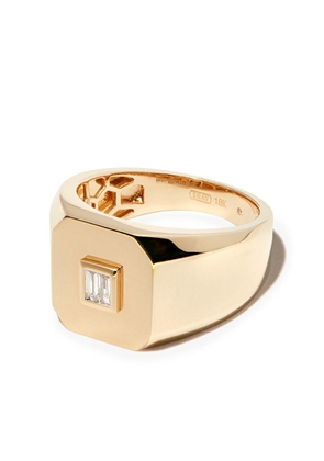 SHAY 18kt yellow gold baguette diamond-embellished signet ring